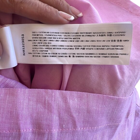 Mon Renn Solar Mini Dress Fondant Pink Linen Ornamental Wrap Size 8 - Picture 14 of 16